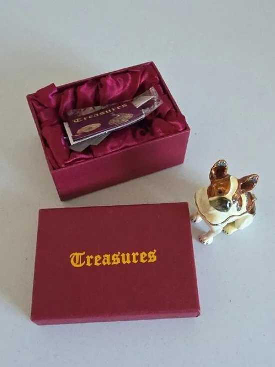 NIB TREASURES | Decorative Trinket Box French Bulldog Enamel Crystals - Picture 6 of 7